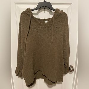 Women’s Aerie chenille pullover with hoodie in olive green- SZ Small